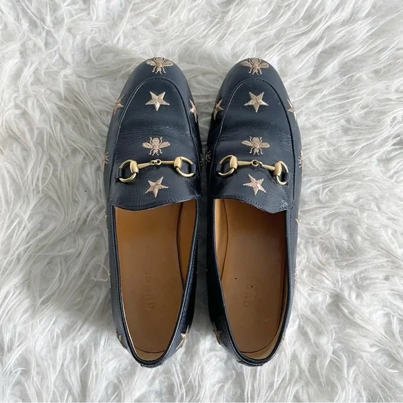 Gucci Jordaan Embroidered Leather Loafer Bee Star
Black Gold Horsebit Size 37.5 - Picture 5 of 11